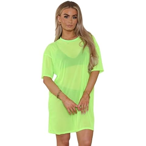 STAR FASHION Longline Mesh T-Shirt Dress Cover