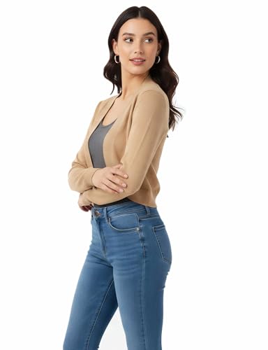 Image of Allsense Women's 3 /4 Sleeve Bolero Shrug for Dresses | Open Front Cropped Cardigan, Lightweight Knit Dress Cover Up