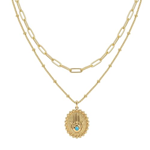 Image of MEVECCO Dainty Pendant Layered Necklaces for Women