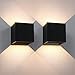 Produktbild Aipsun 12W LED Wandleuchte 2er Pack Modern Warmweiß Außenlampe Mit Einstellbar Abstrahlwinkel LED Wandbeleuchtung IP65 Innen/Außen(Schwarz, 3000K)