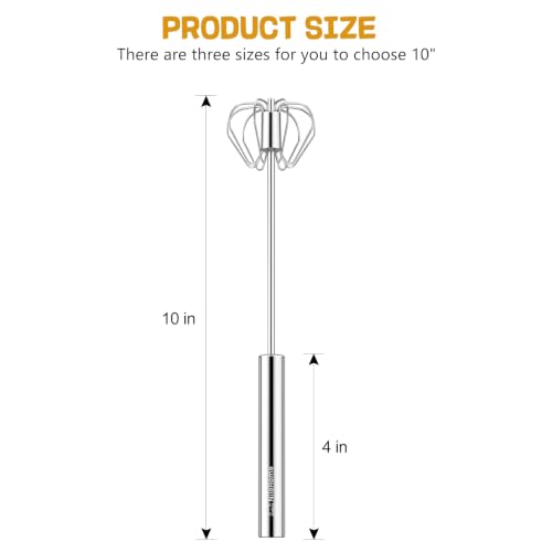 Image of NileHome Stainless Steel Whisk 10 inch Semi-Automatic Rotary Kitchen Whisk Kitchen Wisk Wire Whisks for Cooking, Whisking, Blending, Beating, Stirring