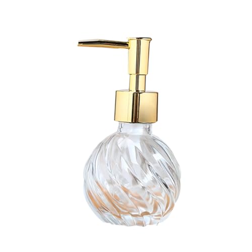 TEHAUX ガラス製押圧式乳液ボトル ポータブル詰め替え容器 女性用トラベルローションシャンプーディスペンサー 大容量ゴールドヘッド