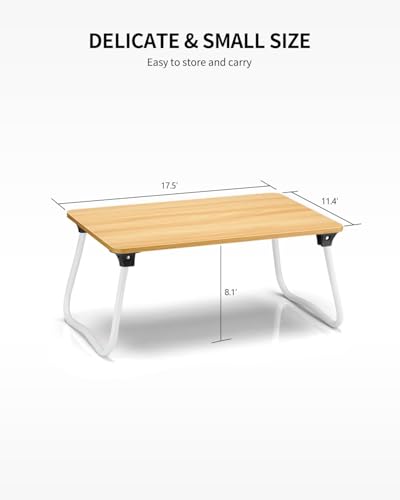 Image of Ruxury Foldable Lap Desk Laptop Stand Bed Desk Table Tray, Breakfast Serving Tray, Portable & Lightweight Mini Table, Lap Tablet Desk for Sofa Couch Floor - Wood