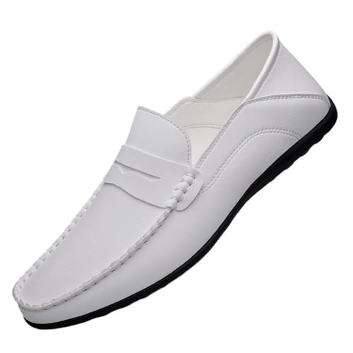 Resistant Lightweight Flexible Outdoor Slip-ons Men's Loafers Round Toe Solid Color Faux Leather Loafer Shoe