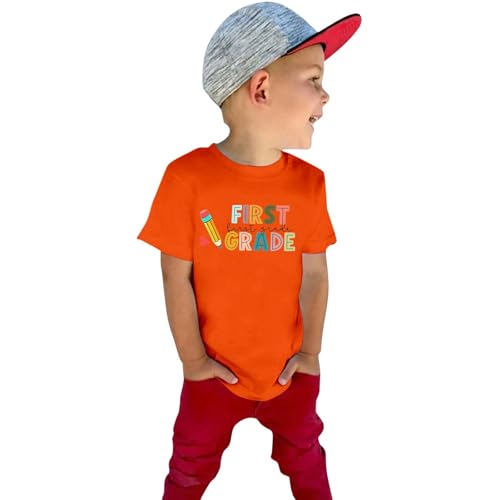 First Grade Short Sleeve Shirt for Girls Boys, Kids Unisex School Day Clothes, Retro First Day of School Comfy Shirt 7