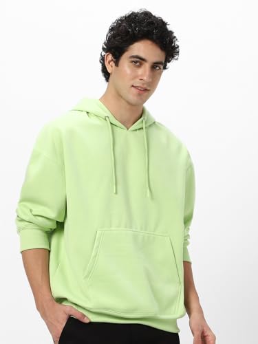 Image of Urbano Fashion Men's Cotton Solid Oversized Hooded Neck Sweatshirt