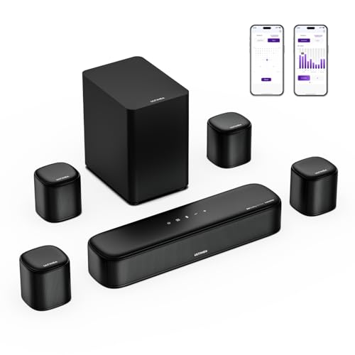 ULTIMEA Soundbar 7.1 Canali con Dolby Atmos, Sistema Audio Surround con 4 Altoparlanti Surround,APP, Home Theater, Soundbar TV con Subwoofer, HDMI eARC, Bluetooth 5.3, Aura A60
