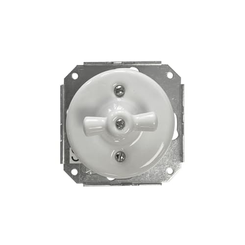 Conmutador empotrable de porcelana blanca 10A 250V estilo vintage clásico 70x70 mm interruptor eléctrico de pared para interior