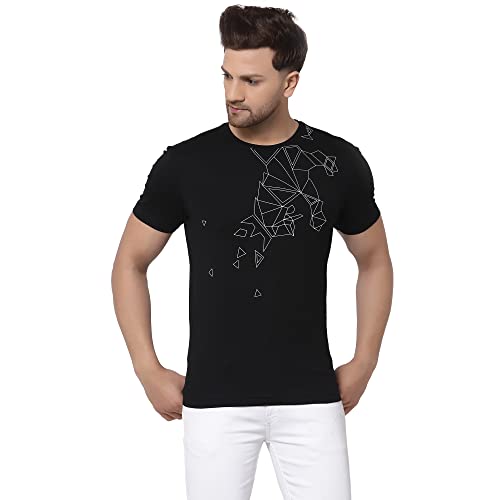 Image of Red Tape Men's Black Printed T-Shirt