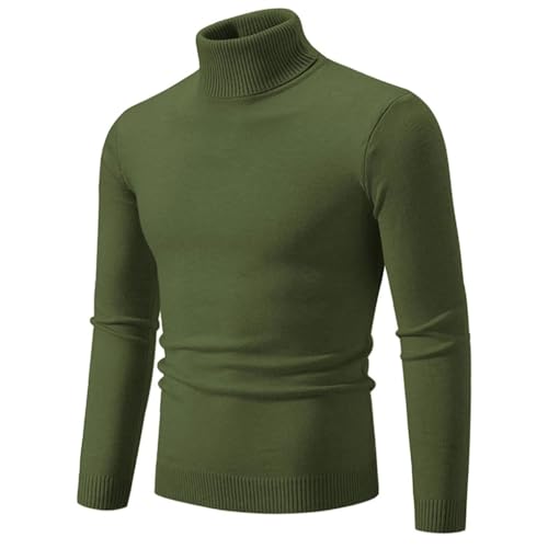 Mens Yellow High Collar Thick Sweaters Chic High Collar Neck Solid Color Warm Slim Sweaters Pullover Men4