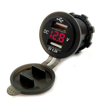 Cargador USB 12V de 4.2A para moto y coche con adaptador impermeable rojo