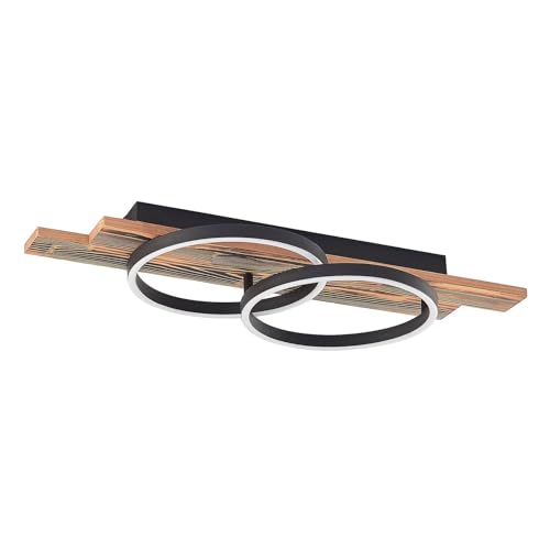 Plafonnier LED Sentoa en bois marron à intensité variable pour salon