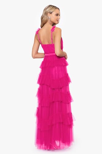 Image of Betsy & Adam Women's Xscape Women's Halter Mock Neck Ruffle Knee Length Dress
