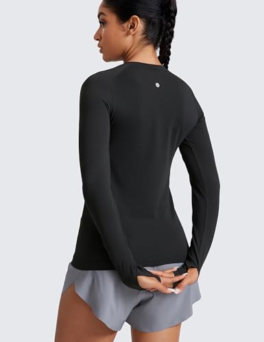 CRZ YOGA Seamless Workout Long Sleeve Shirts for Women Breathable Athletic Gym Tops Crew Neck Running Yoga T-Shirt2