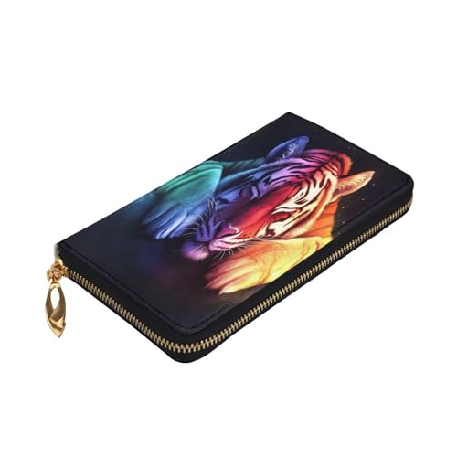 The Colorful Tiger Premium Leather Wallet with Metal Zipper, Multiple Card Slots Cash Pockets, ideal Gift for Her or Him3