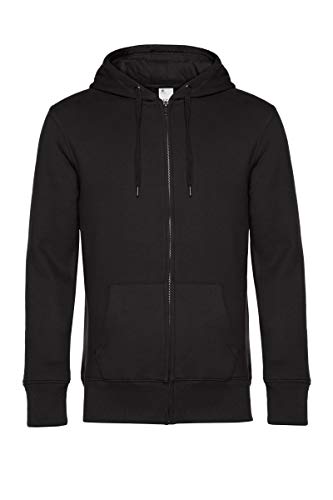 B&C Collection WU03K Men's King Zipped Hooded Sweat - Black Pure - Large