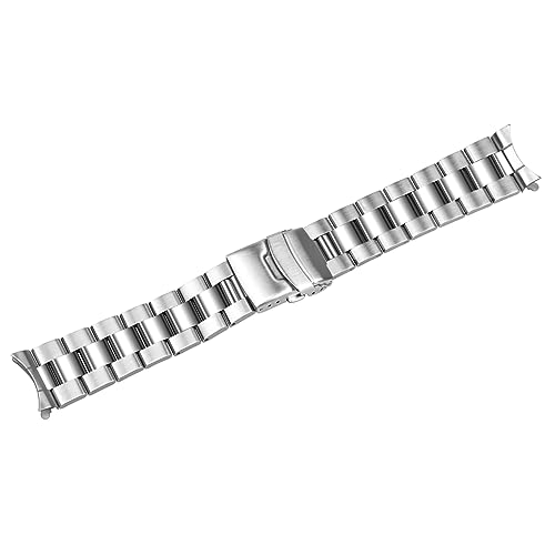 Juntan Stainless Steel Curved Solid End Tapered Watch Band, 18mm 20mm 21mm 22mm Watch Bands Metal Watch Strap Bracelet Deployment Double FlipLock Buckle Silver Black Silver Gold