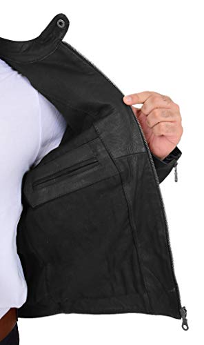 Veste de motard en cuir robuste marron pour homme coupe ajustée Small