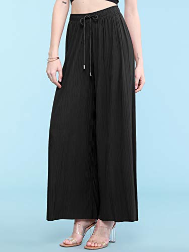 Lock and Love Womens Pleated Wide Leg Palazzo Maxi Pants with Drawstring or Elastic Band3
