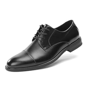 Cusolemore Mens Classic Dress Oxfords, Wingtip Prince Modern Formal Lace Up Shoes, Round Toe, TPR Outsole