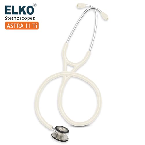 Image of ELKO EL-240 ASTRA III Ti Titanium dual head acoustic stethoscope | Adult & Pediatric Stethoscope with Double-sided Natural Titanium Chestpiece | Two-Way PVC Tubing | Doctors & Medical Students