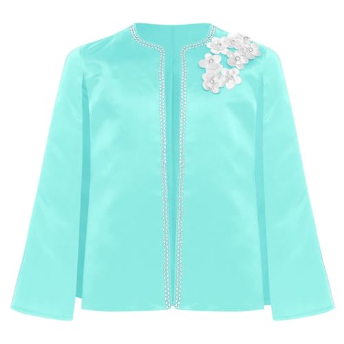 Kids Girl's Satin Cape Blazer with Slit Sleeves Open Front Cardigan Cloak Coat3