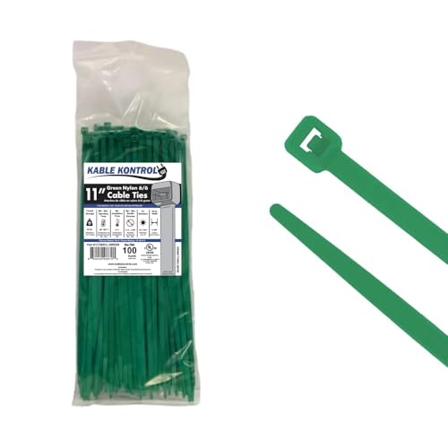 Image of 11 inch Color Cable Ties, 50 lb. Test, (100 Pack - All One Color) (Green)