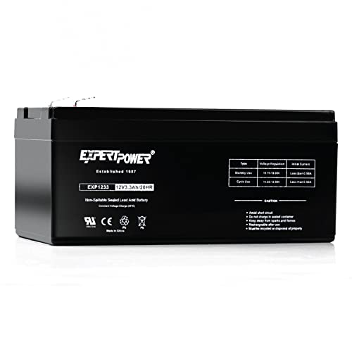 ExpertPower EXP1233-3.3Ah 12V Battery Sealed Lead Acid Replacement for Back-UPS ES 350 BE350E BE350C BE350R BE350U 12 Volt Rechargeable UPS Battery