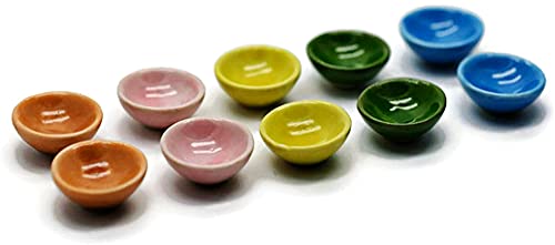 Bols colorés en céramique pastel pour décorer une maison de poupée et cuisine miniature