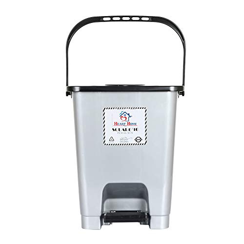 Heart-Home-Premium-Plastic-Step-On-Pedal-Dustbin-10-Ltr-Grey-HHEART16403 Heart Home Premium Plastic Step-On Pedal Dustbin 10 Ltr (Grey)-HHEART16403