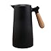 Cabilock Thermal Coffee Carafe Dispenser with Wood Handle Insulated Carafes Glass Juice Pot Beverage Container Cold Water Kettle Teapot for Restaurant Home Picnic Black