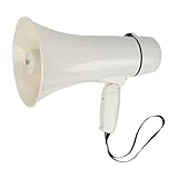 B S 30W Megaphones Bullhorn with with 240 Seconds Recording,Voice Siren for Indoor Outdoor Activities,White