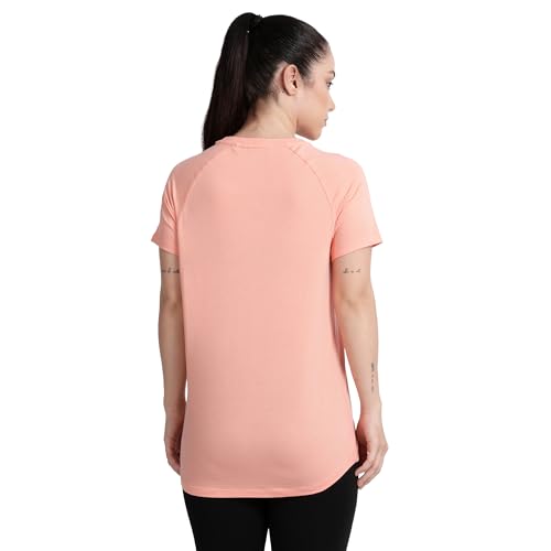Image of Lavos Women's Regular Fit T-Shirt with Half Sleeve Round Neck, Bamboo & Cotton Gym, Yoga and Sports Wear for Women