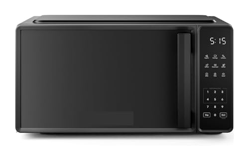 Compacto 0.7 Cu. Pie. Horno Microondas, 700 W con 10 Niveles de Potencia, 6 Preajustes, Modo Eco y Bloqueo de Seguridad - Negro