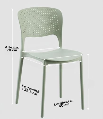 Cribel Set Da 4 Sedie Ariel In Polipropilene Antracite | Sedute Moderne, Resistenti E Leggere Per Cucina, Sala Da Pranzo, Ufficio E Ambienti Commerciali (Verde) - 3
