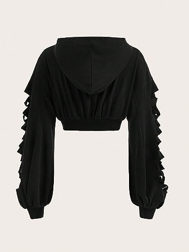 WDIRARA Women's Skeleton Skull Graphic Print Hoodie Drop Shoulder Drawstring Sweatshirt Zipper Up Long Sleeve Crop Top2