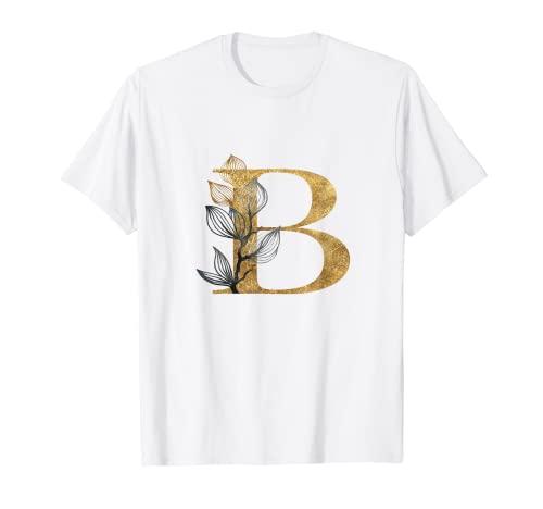 Lettre B Monogramme Lettre florale dorée T-Shirt Cover
