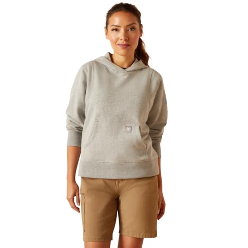 Image of ARIAT Women's Rebar Lightweight Cropped Hoodie, Heather Grey, X-Small