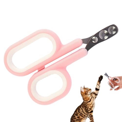 猫の爪切り、スモールステンレススチール犬の爪切り-出血防止犬の爪クリッパートリマー、プロフェッショナルペットグルーミングツールダブルラウンドブラインドクリッパー 子猫の爪ケア用