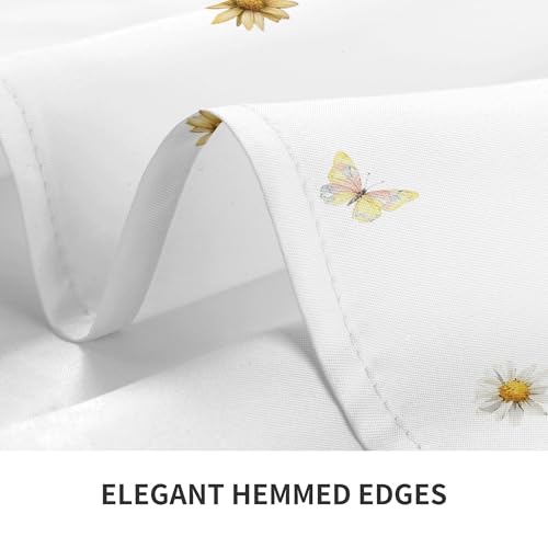 Image of Easter Round Tablecloth 60 x 60 Inch Flowers Rabbit Eggs Table Cover Waterproof Wipeable for Kitchen Restaurant Home Parties Holiday Decor