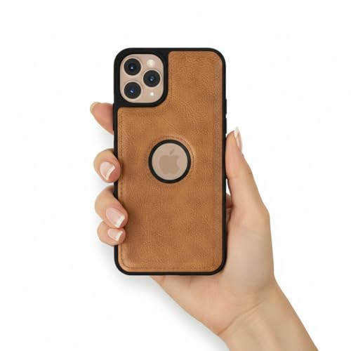 Image of Leather Case for Apple iPhone 11 Pro Max Premium Protective Stylish Slim Cover with Shockproof Raised Edges Brown
