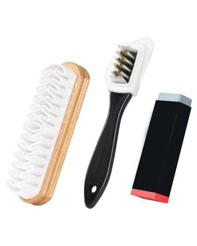 LUDHEP 3 pcs Suede Shoe Brush Kit, Brosse, Gomme a Daim, Brosse Multifonction pour Daim et Nubuck