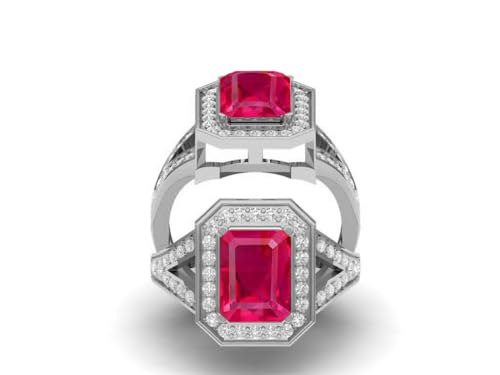 925 Sterling Silver Natural Ruby Gemstone July Birthstone Statement Ring For Women And Men Ring Size 5-104