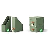 Porte-revues A4 : fabriqués en carton 100 % recyclé certifié FSC avec renfort de base et poignée en cuir pour une manipulation facile et une excellente stabilité.