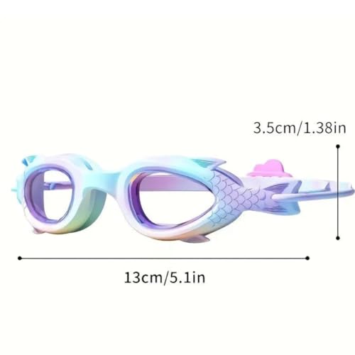 Image of First Lens Kids Swimming Goggle Mermaid Designed with Fish Tail Cap for Boys & Girls | AntiFog | UV protection | Durable | Age 3 to 8 - Red - SW36