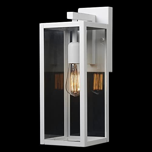 Globe Electric 44836 Bowery 1-Light Outdoor Indoor Wall Sconce, Matte White, Clear Glass Shade - 2