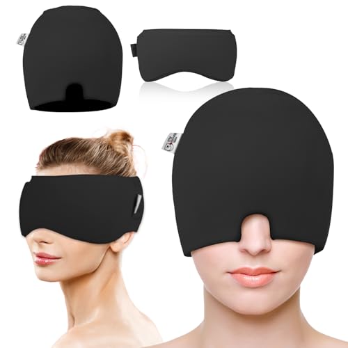 my novel things 2 Stück Migräne Maske und Augenmaske Kühlend Migräne Kühlmaske Migraine Relief Cap Kopfschmerzen Kühlmaske 360 Gel Surround Kühlpads zur Linderung von Migräne Kopfschmerzen Druck