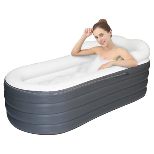 Bañera Hinchable Bañera inflable plegable for adultos, bañera de cuerpo completo, grande, portátil, plástico, for apartamentos pequeños, ideal for sentarse y acostarse(Color 2)