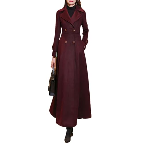 Women Wool Overcoat Elegant Turn-Down Collar Double Breasted Wool Blended