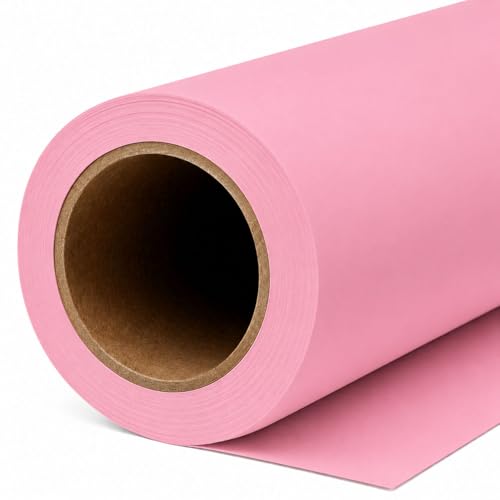 Yizhily Carnation Pink Photo Backdrop, Seamless Paper, 53 in x 16.4 ft